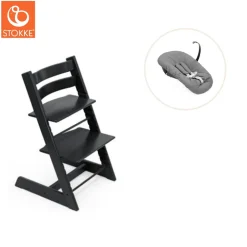 Højstol bøg inkl. newborn sæt - sort Børn Højstole Med Tilbehør