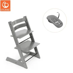 New Højstol bøg inkl. newborn sæt - Storm grey Børn Højstole Med Tilbehør