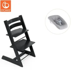 Online Højstol bøg inkl. newborn sæt - sort Børn Højstole Med Tilbehør