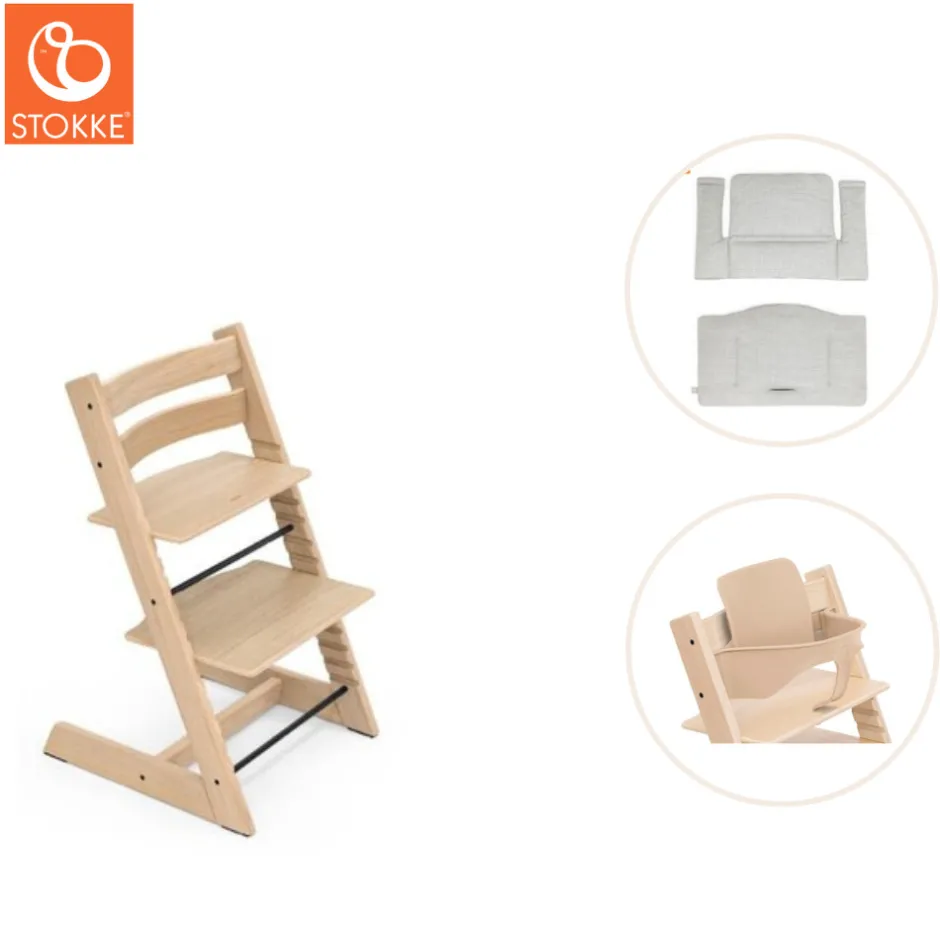Outlet Højstol inkl. babysæt og hynde - eg natur Børn Højstole Med Tilbehør