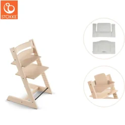 Outlet Højstol inkl. babysæt og hynde - natur Børn Højstole Med Tilbehør