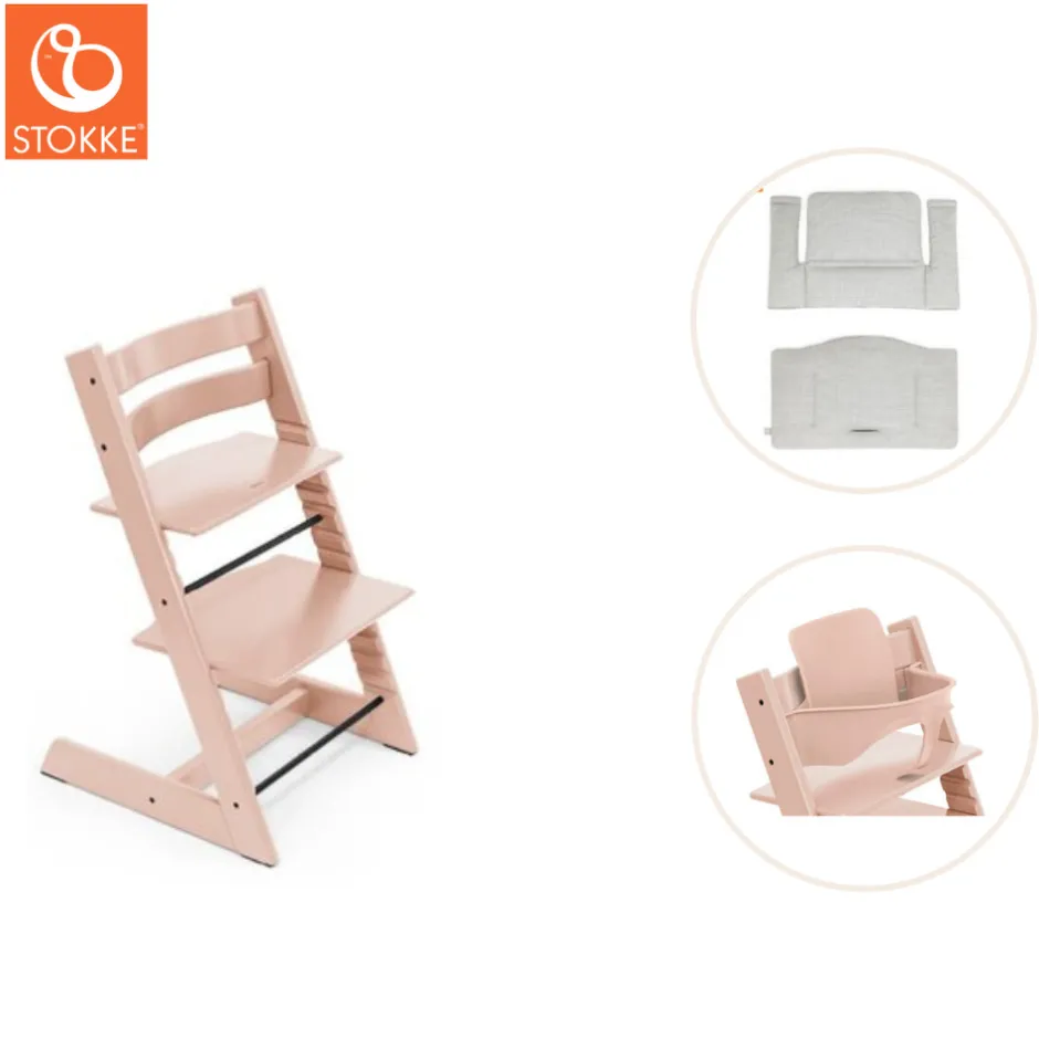 Outlet Højstol inkl. babysæt og hynde - serene pink Børn Højstole Med Tilbehør