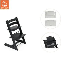 Hot Højstol inkl. babysæt og hynde - sort Børn Højstole Med Tilbehør