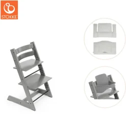 Sale Højstol inkl. babysæt og hynde - storm grå Børn Højstole Med Tilbehør