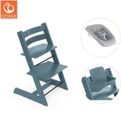 New Højstol inkl. newborn sæt og babysæt - fjord blå Børn Højstole Med Tilbehør