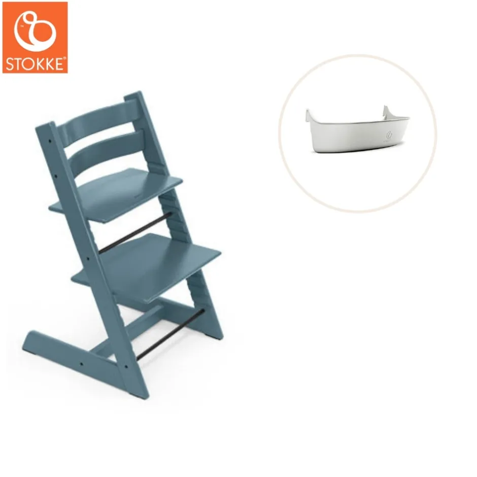 Outlet Højstol inkl. storage opbevaring - fjord blå Børn Højstole Med Tilbehør