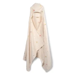 Hot Håndklæde broderet m. hætte - Ocean Blossom Børn Badekåber & Håndklæder