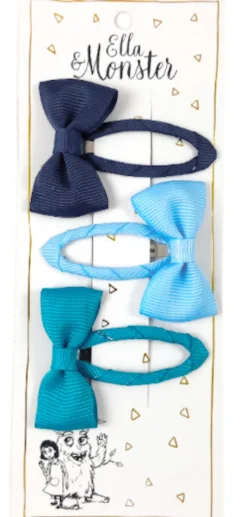 Hårclips Dusty Blue Bow Festtøj & Tilbehør