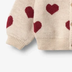 Discount Jacquard Cardigan Hjerte - Offwhite Melange Juletøj|Cardigans, Veste & Trøjer
