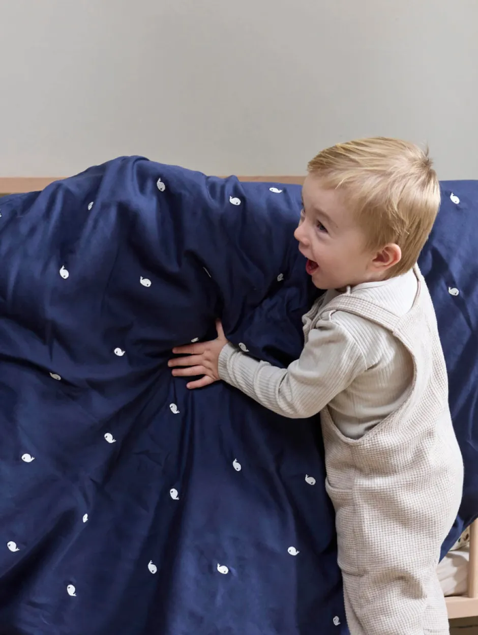 Sale Junior sengetøj - Midnight med broderet Christian hval Børn Sengetøj