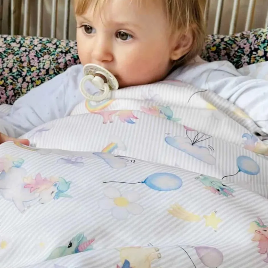 Clearance Junior sengetøj, Unicorn Rose/Beige 100x140 cm Børn Sengetøj