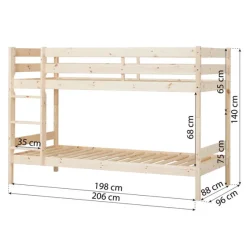 Køjeseng inkl. bund, Eco comfort 90x200 cm. - Natur Børn Juniorsenge