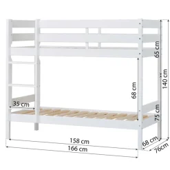 Hot Køjeseng inkl. bund, Eco comfort 70x160 cm. - Hvid Børn Juniorsenge