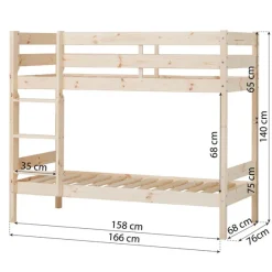 Hot Køjeseng inkl. bund, Eco comfort 70x160 cm. - Natur Børn Juniorsenge