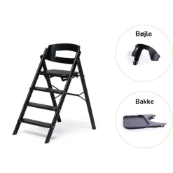 Sale Klapp højstol foldbar eg inkl. bøjle og bakke - sort Børn Højstole Med Tilbehør