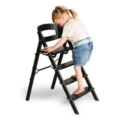 Sale Klapp højstol foldbar eg inkl. bøjle og bakke - sort Børn Højstole Med Tilbehør