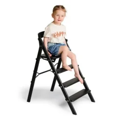 Clearance Klapp højstol foldbar genbrugsplast inkl. pude - sort Børn Højstole Med Tilbehør