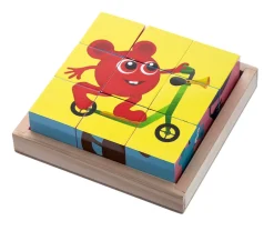 Online Klodspuslespil i træ med 6 forskellige motiver Puslespil