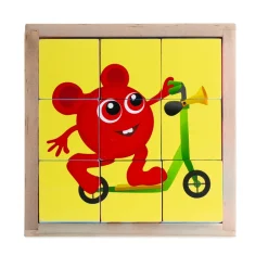 Online Klodspuslespil i træ med 6 forskellige motiver Puslespil