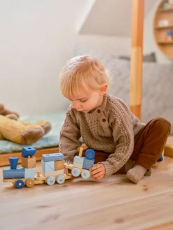 Discount klodstog blå Trælegetøj