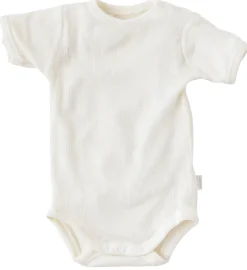 Online Kort Ærmet Body i Rib - Uld - Natur Uldbodyer|Bodystocking Kortærmet