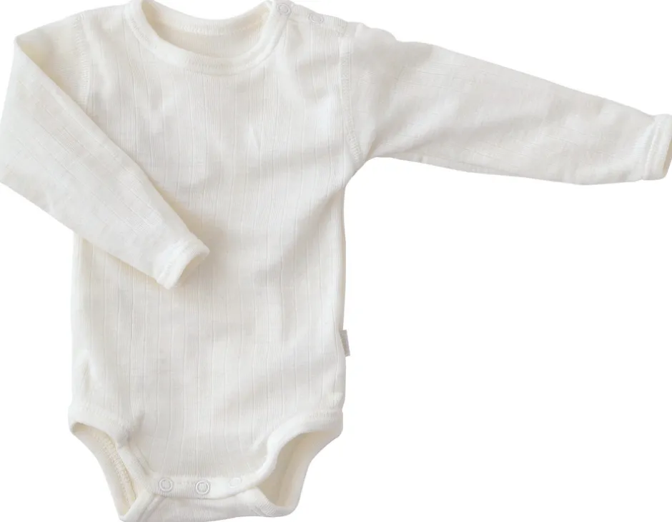 Best Lang Ærmet Body i Rib - Uld - Natur Uldbodyer|Bodystocking Langærmet