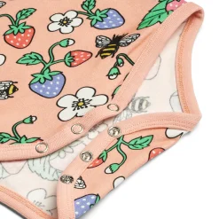 Clearance Langærmet body med jordbær - 536 Bodystocking Langærmet