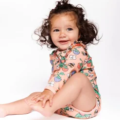 Clearance Langærmet body med jordbær - 536 Bodystocking Langærmet