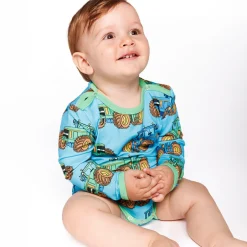 Hot Langærmet body med traktorer - 718 Bodystocking Langærmet