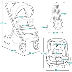 Hot Layla 3i1 - grey stone Kombivogne Med Flade Sæder|Vognpakker