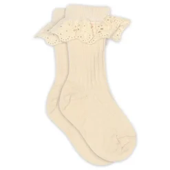 Discount Lea strømpe med blonde - Ecru Strømper|Uldstrømper & Uldstrømpebukser