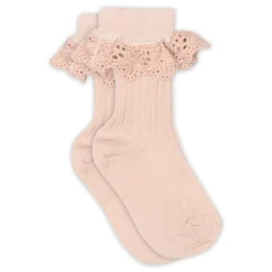 Best Lea strømpe med blonde - Rose Dust Strømper|Uldstrømper & Uldstrømpebukser