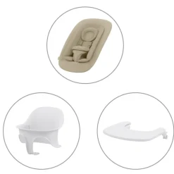 Online Lemo højstol 4in1 sæt - sand white Børn Højstole Med Tilbehør