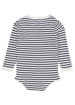 Online Let strikket bodystocking m. striber - NAVY Bodystocking Langærmet