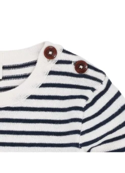 Online Let strikket bodystocking m. striber - NAVY Bodystocking Langærmet