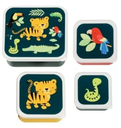 Hot Lunch & snack box sæt - jungle tiger Madkasser & Drikkedunke