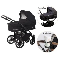 New Nordic Lux inkl. regnslag og kopholder - Dusty black Barnevognspakker