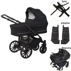 Clearance Nordic Lux pakke - Dusty black Barnevognspakker