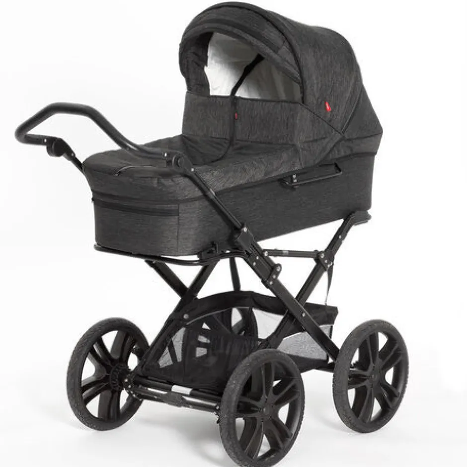 Outlet North - sort melange Barnevogne Med Langt Liggemål