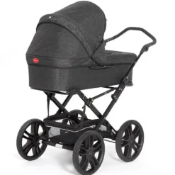 Outlet North - sort melange Barnevogne Med Langt Liggemål