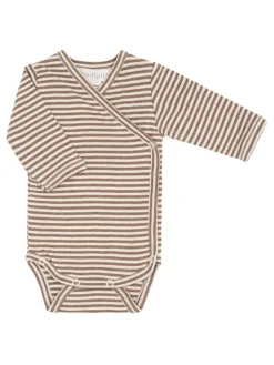 Discount Nyfødt Slå-om Body - Almond/Offwhite Bodystocking M. Skrålukning|Bodystocking Langærmet