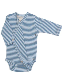 Outlet Nyfødt Slå-om Body - AZURSTRIPE Bodystocking M. Skrålukning|Bodystocking Langærmet