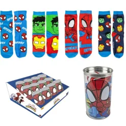 4-pak strømper i sparegris - Spidey - BLÅ/MIX Strømper|Multipack