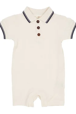 Outlet Pique polo romper - CREAM Bodystocking Kortærmet
