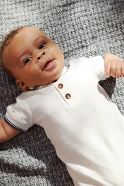 Outlet Pique polo romper - CREAM Bodystocking Kortærmet