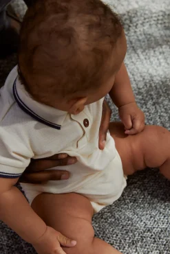 Outlet Pique polo romper - CREAM Bodystocking Kortærmet