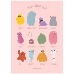 New Plakat - De Tolv Følelser Pink 50x70 Børn Plakater