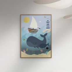 New Plakat - Hvaler og bølger A3 Børn Plakater