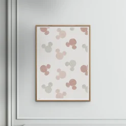 Clearance Plakat - Mickey Mouse beige mønster 30x40 Børn Plakater