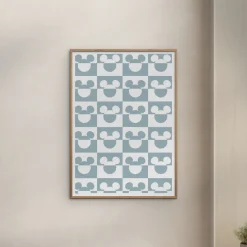 Discount Plakat - Mickey Mouse blåt og hvidt mønster A3 Børn Plakater